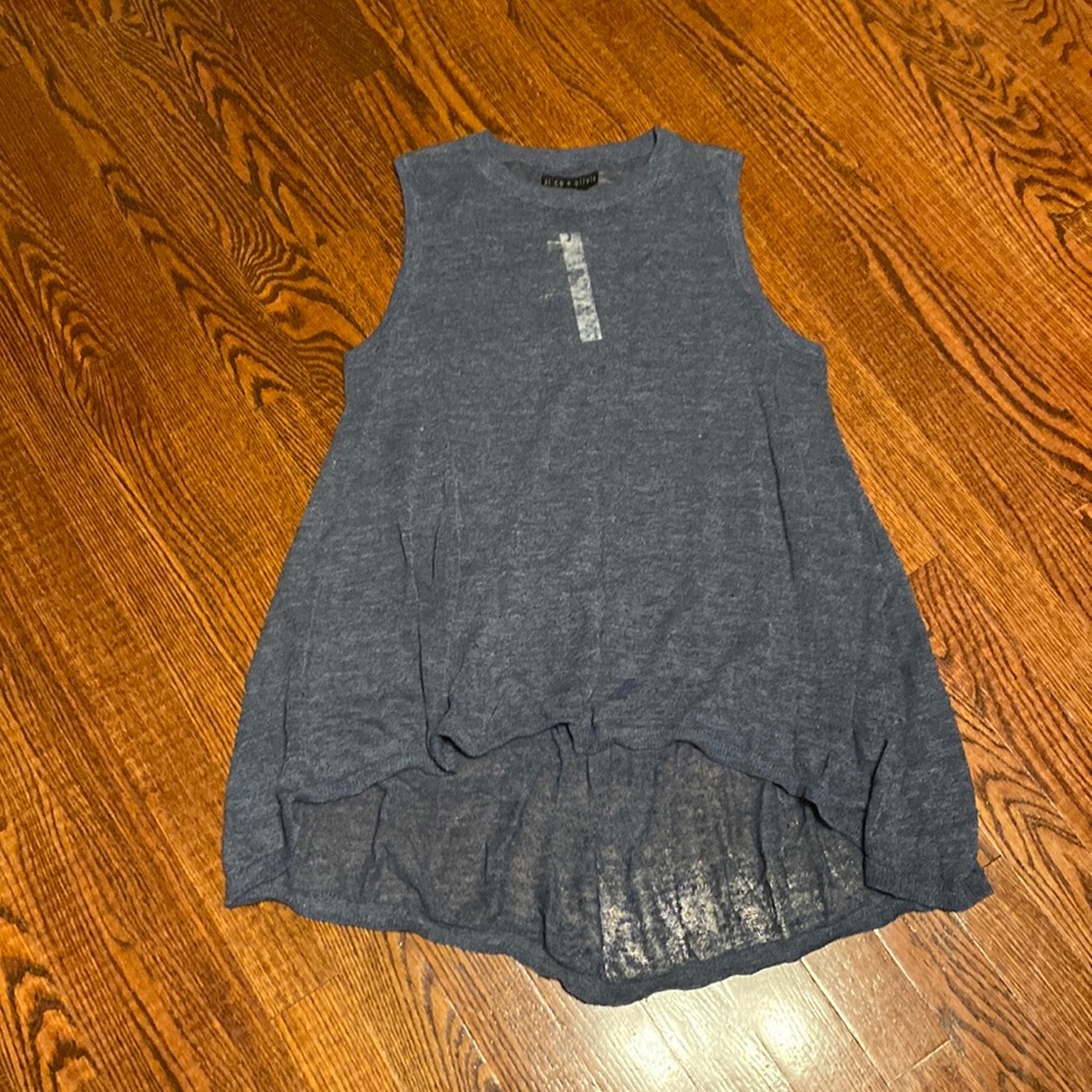Alice + Olivia Base Linen Blue High Neck Tank